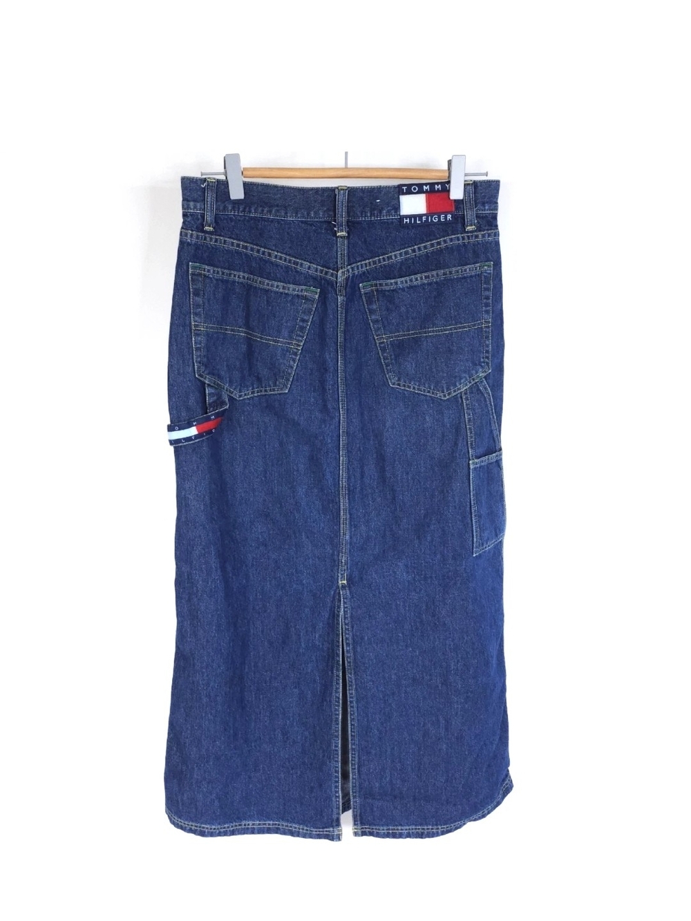 Tommy Jeans Y2K Dark Wash Denim Carpenter Maxi Skirt Size 9